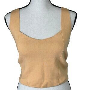 Abercrombie & Fitch‎ Cropped Tank Camel Medium Bubble Hem Square Low Back Knit